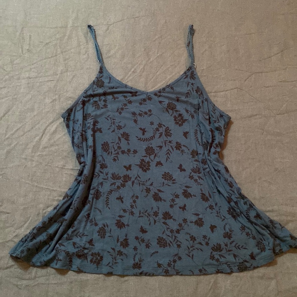 Torrid 00 Teal Tank Top Butterflies and Flowers